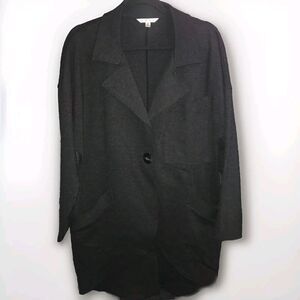 Cabi Dark Gray Black One Button Long Small‎ Blazer Cardigan One Button Front